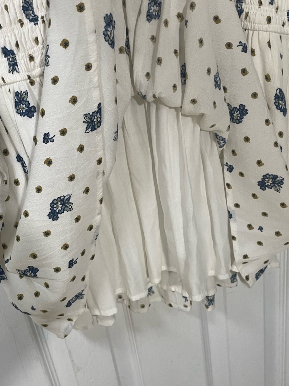 Free People Dress Mini Large Milkmaid Cottagecore Two Faces Ruffle Summer Boho - Picture 9 of 11